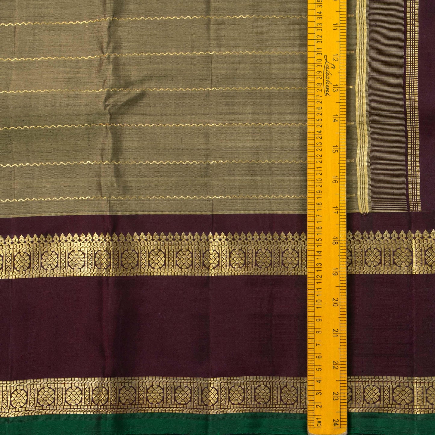 Khaki And Brown Kanchipuram Silk Saree With Medium Border Handwoven Pure Silk For Wedding Wear PV NYC 1205 - Silk Sari - Panjavarnam PV NYC 1205