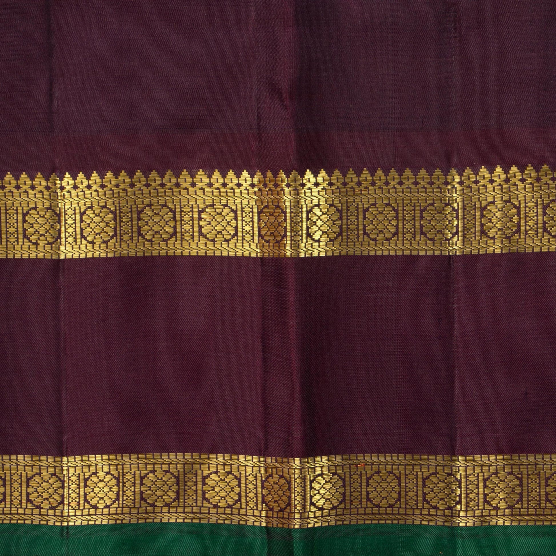 Khaki And Brown Kanchipuram Silk Saree With Medium Border Handwoven Pure Silk For Wedding Wear PV NYC 1205 - Silk Sari - Panjavarnam PV NYC 1205