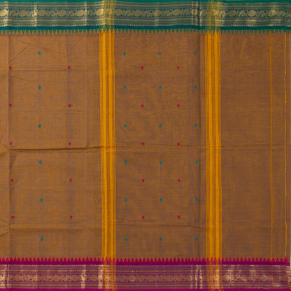 Khaki Kanchi Cotton Saree Ganga Jamuna Border PV MM KC 165 - Cotton Saree - Panjavarnam PV MM KC 165