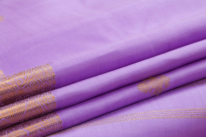 Lavender Kanchipuram Silk Saree With Medium Border Handwoven Pure Silk For Wedding Wear PV NYC 1092 - Silk Sari - Panjavarnam