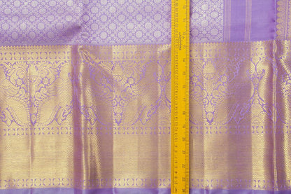 Lavender Kanchipuram Silk Saree With Morning Evening Border Handwoven Pure Silk For Wedding Wear PV NYC 1062 - Silk Sari - Panjavarnam