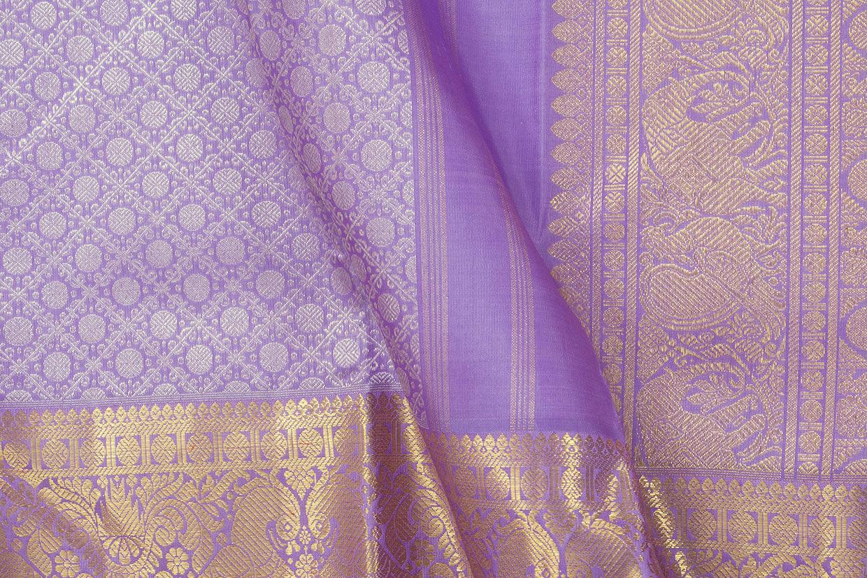 Lavender Kanchipuram Silk Saree With Morning Evening Border Handwoven Pure Silk For Wedding Wear PV NYC 1062 - Silk Sari - Panjavarnam PV NYC 1062