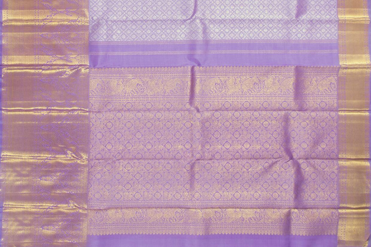 Lavender Kanchipuram Silk Saree With Morning Evening Border Handwoven Pure Silk For Wedding Wear PV NYC 1062 - Silk Sari - Panjavarnam PV NYC 1062