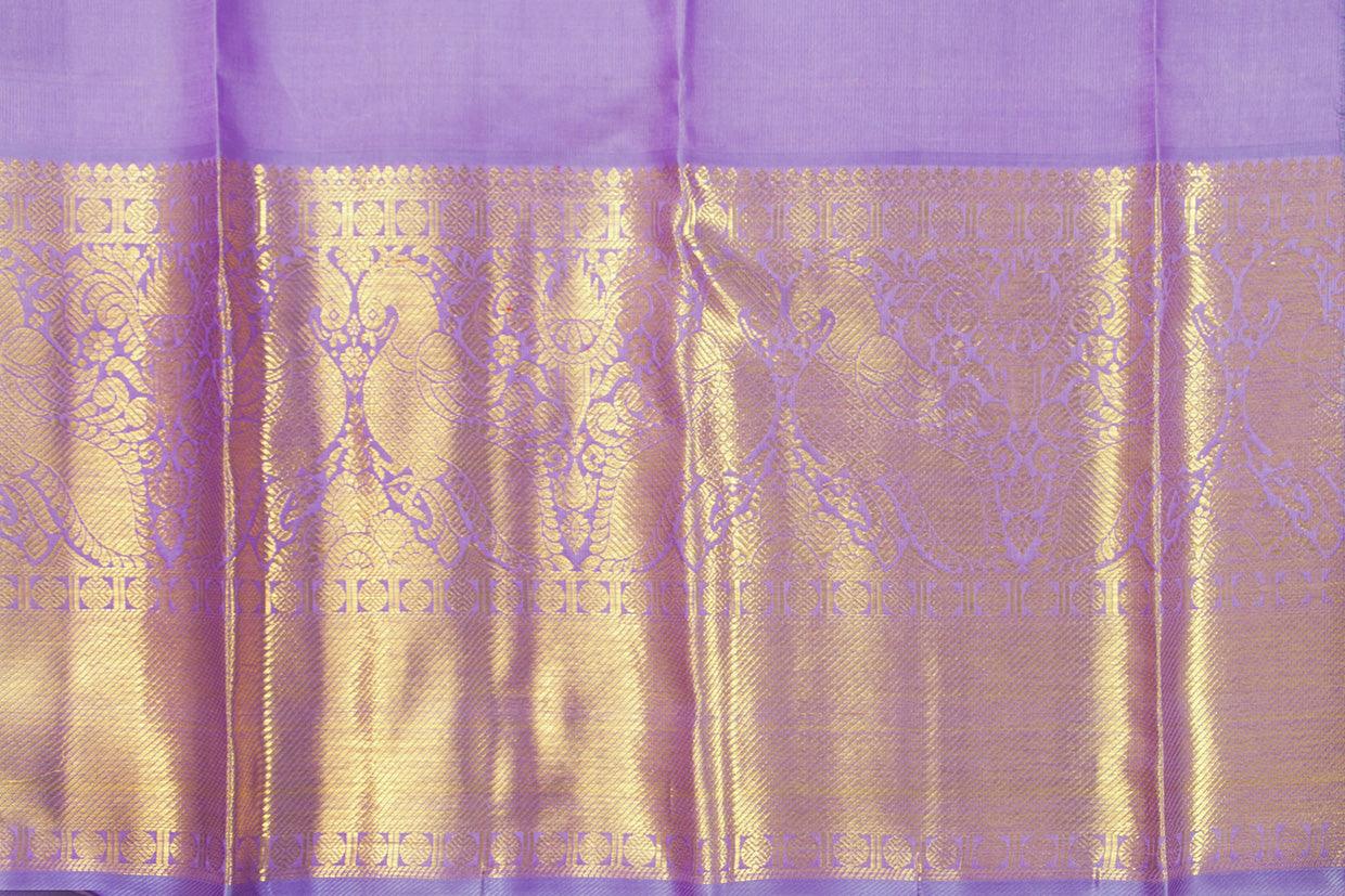 Lavender Kanchipuram Silk Saree With Morning Evening Border Handwoven Pure Silk For Wedding Wear PV NYC 1062 - Silk Sari - Panjavarnam PV NYC 1062