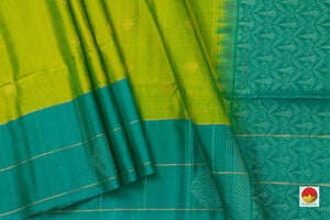 Leaf Green Handwoven Soft Silk Saree Pure Silk For Festive wear PV KU 105 - Silk Sari - Panjavarnam PV KU 105