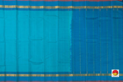 Light Blue Kanchipuram Silk Saree Handwoven Pure Silk Pure Zari For Festive Wear PV KNN 107 - Silk Sari - Panjavarnam