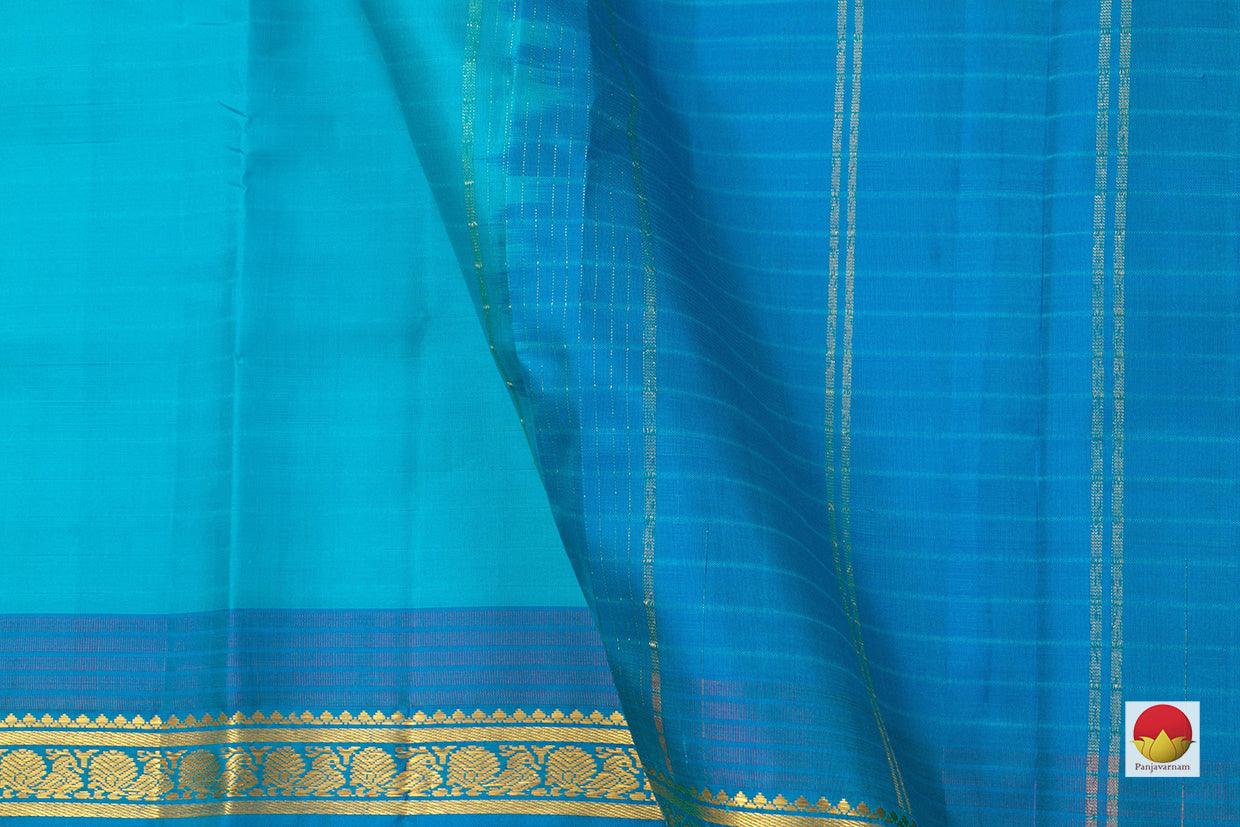 Light Blue Kanchipuram Silk Saree Handwoven Pure Silk Pure Zari For Festive Wear PV KNN 107 - Silk Sari - Panjavarnam PV KNN 107