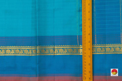 Light Blue Kanchipuram Silk Saree Handwoven Pure Silk Pure Zari For Festive Wear PV KNN 107 - Silk Sari - Panjavarnam PV KNN 107