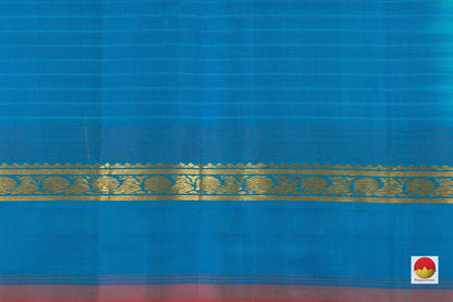 Light Blue Kanchipuram Silk Saree Handwoven Pure Silk Pure Zari For Festive Wear PV KNN 107 - Silk Sari - Panjavarnam PV KNN 107