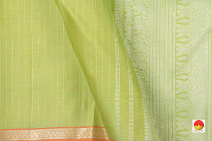 Light Green Kanchipuram Silk Saree Handwoven Pure Silk Pure Zari For Festive Wear PV NYC 843 - Silk Sari - Panjavarnam