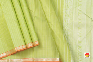 Light Green Kanchipuram Silk Saree Handwoven Pure Silk Pure Zari For Festive Wear PV NYC 843 - Silk Sari - Panjavarnam PV NYC 843