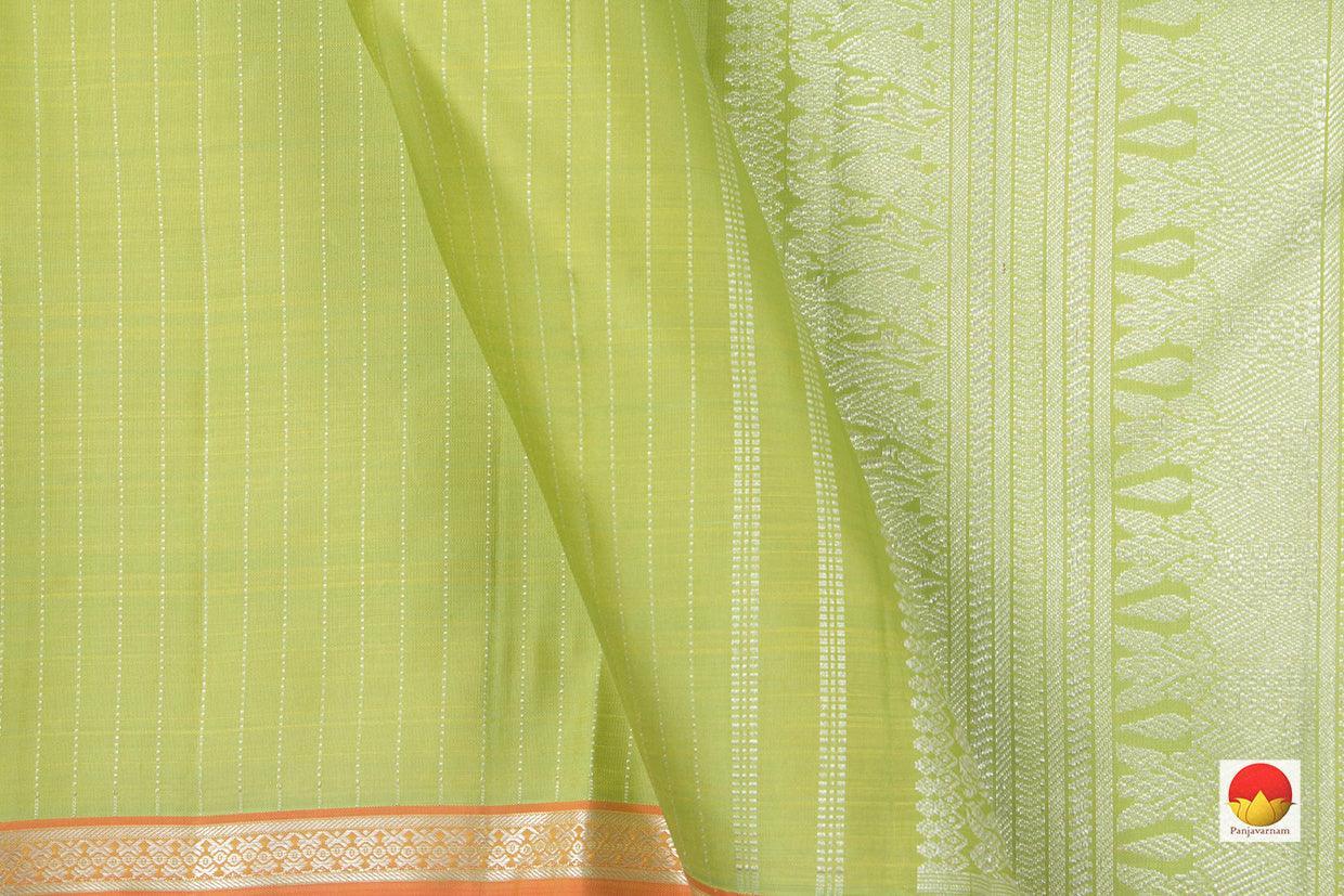 Light Green Kanchipuram Silk Saree Handwoven Pure Silk Pure Zari For Festive Wear PV NYC 843 - Silk Sari - Panjavarnam PV NYC 843