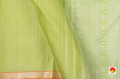 Light Green Kanchipuram Silk Saree Handwoven Pure Silk Pure Zari For Festive Wear PV NYC 843 - Silk Sari - Panjavarnam PV NYC 843