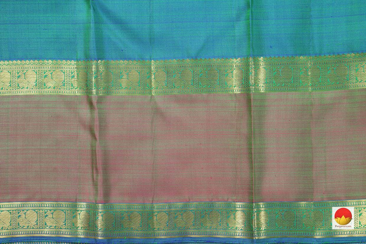 Light Green Kanchipuram Silk Saree With Medium Border Handwoven Pure Silk For Festive Wear PV J 231 - Silk Sari - Panjavarnam PV J 231