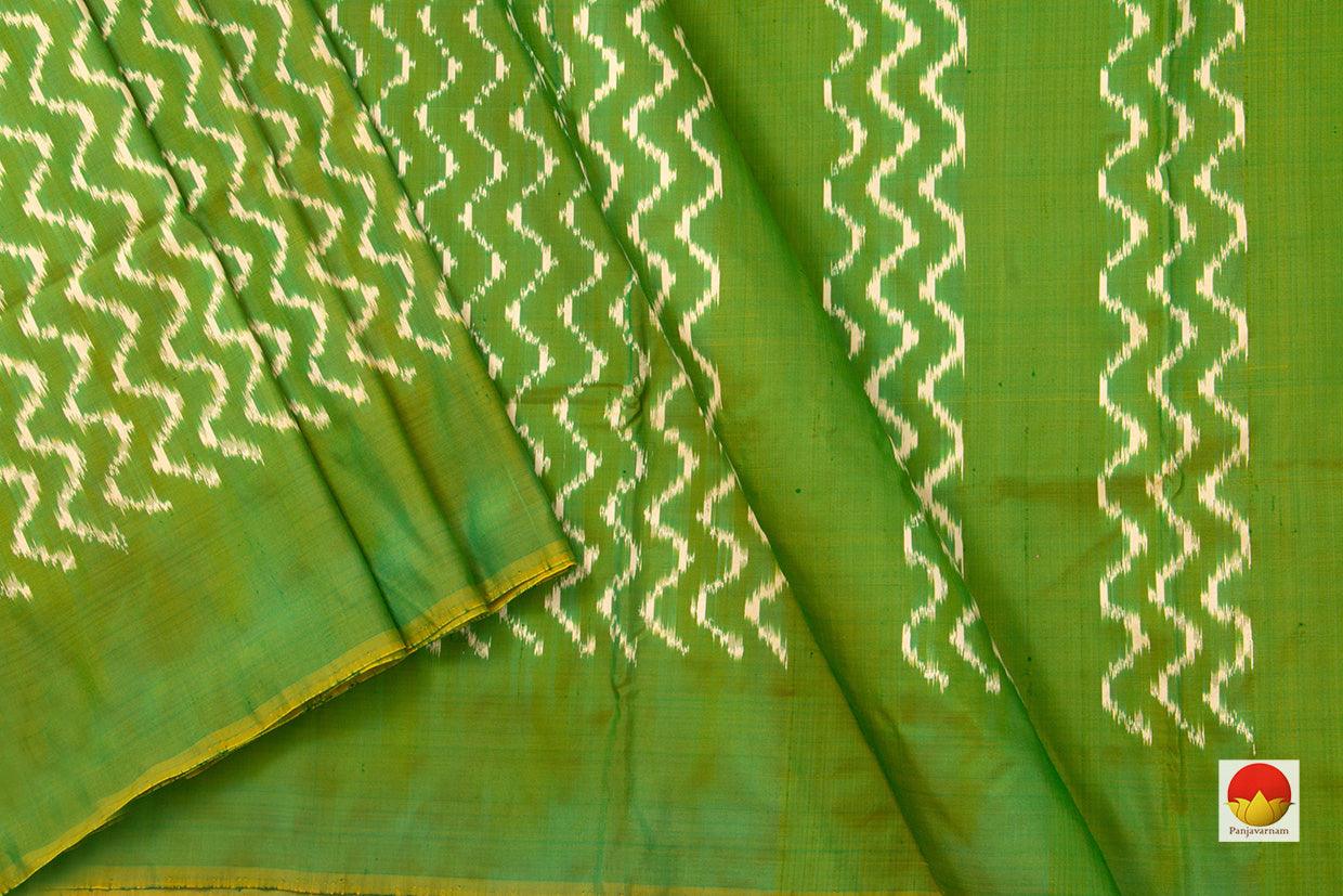 Light Green Pochampally Silk Saree Ikkat Handwoven Pure Silk For Office Wear PIK 311 - Pochampally Silk - Panjavarnam PIK 311