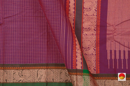 Magenta And Green Kanchi Cotton Saree For Office Wear PV KC 366 - Cotton Saree - Panjavarnam