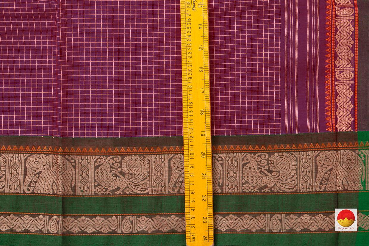 Magenta And Green Kanchi Cotton Saree For Office Wear PV KC 366 - Cotton Saree - Panjavarnam