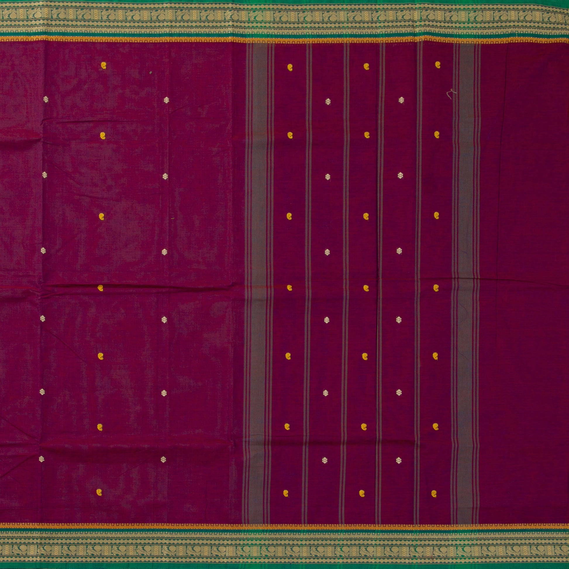 Magenta And Green Kanchi Cotton Saree PV MM KC 153 - Cotton Saree - Panjavarnam PV MM KC 153