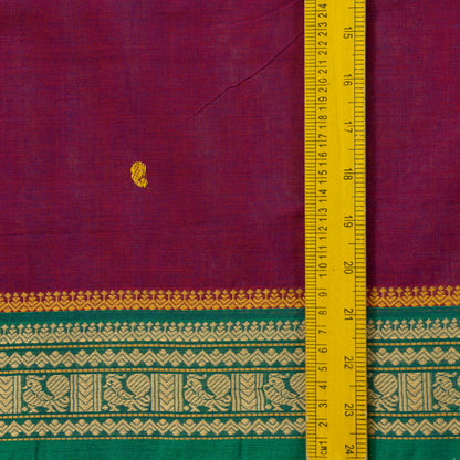 Magenta And Green Kanchi Cotton Saree PV MM KC 153 - Cotton Saree - Panjavarnam PV MM KC 153