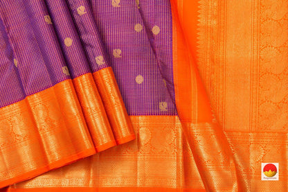 Magenta And Orange Kanchipuram Silk Saree With Medium Border Handwoven Pure Silk For Wedding Wear PV NYC 994 - Silk Sari - Panjavarnam PV NYC 994