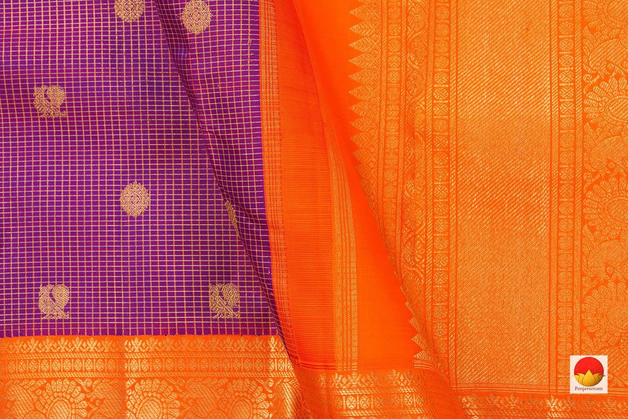 Magenta And Orange Kanchipuram Silk Saree With Medium Border Handwoven Pure Silk For Wedding Wear PV NYC 994 - Silk Sari - Panjavarnam PV NYC 994