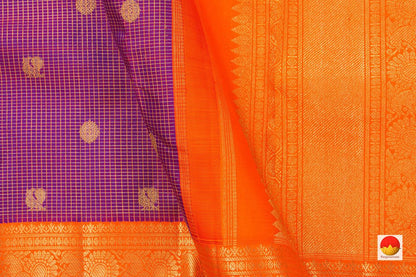 Magenta And Orange Kanchipuram Silk Saree With Medium Border Handwoven Pure Silk For Wedding Wear PV NYC 994 - Silk Sari - Panjavarnam PV NYC 994