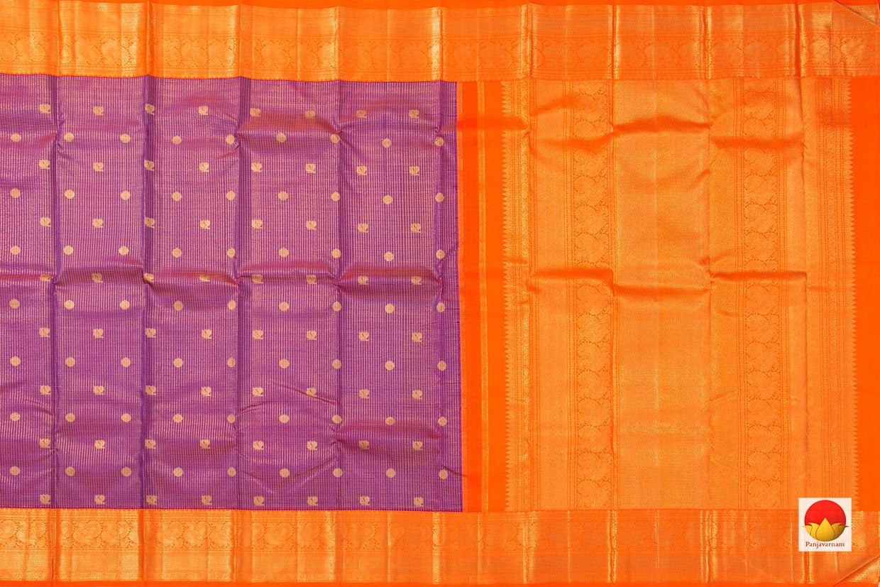 Magenta And Orange Kanchipuram Silk Saree With Medium Border Handwoven Pure Silk For Wedding Wear PV NYC 994 - Silk Sari - Panjavarnam PV NYC 994