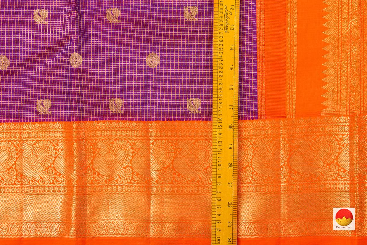 Magenta And Orange Kanchipuram Silk Saree With Medium Border Handwoven Pure Silk For Wedding Wear PV NYC 994 - Silk Sari - Panjavarnam PV NYC 994