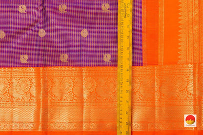 Magenta And Orange Kanchipuram Silk Saree With Medium Border Handwoven Pure Silk For Wedding Wear PV NYC 994 - Silk Sari - Panjavarnam PV NYC 994