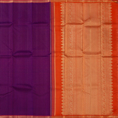 Magenta And Orange Kanchipuram Silk Saree With Small Border Handwoven Pure Silk For Wedding Wear PV NYC 1188 - Silk Sari - Panjavarnam PV NYC 1188