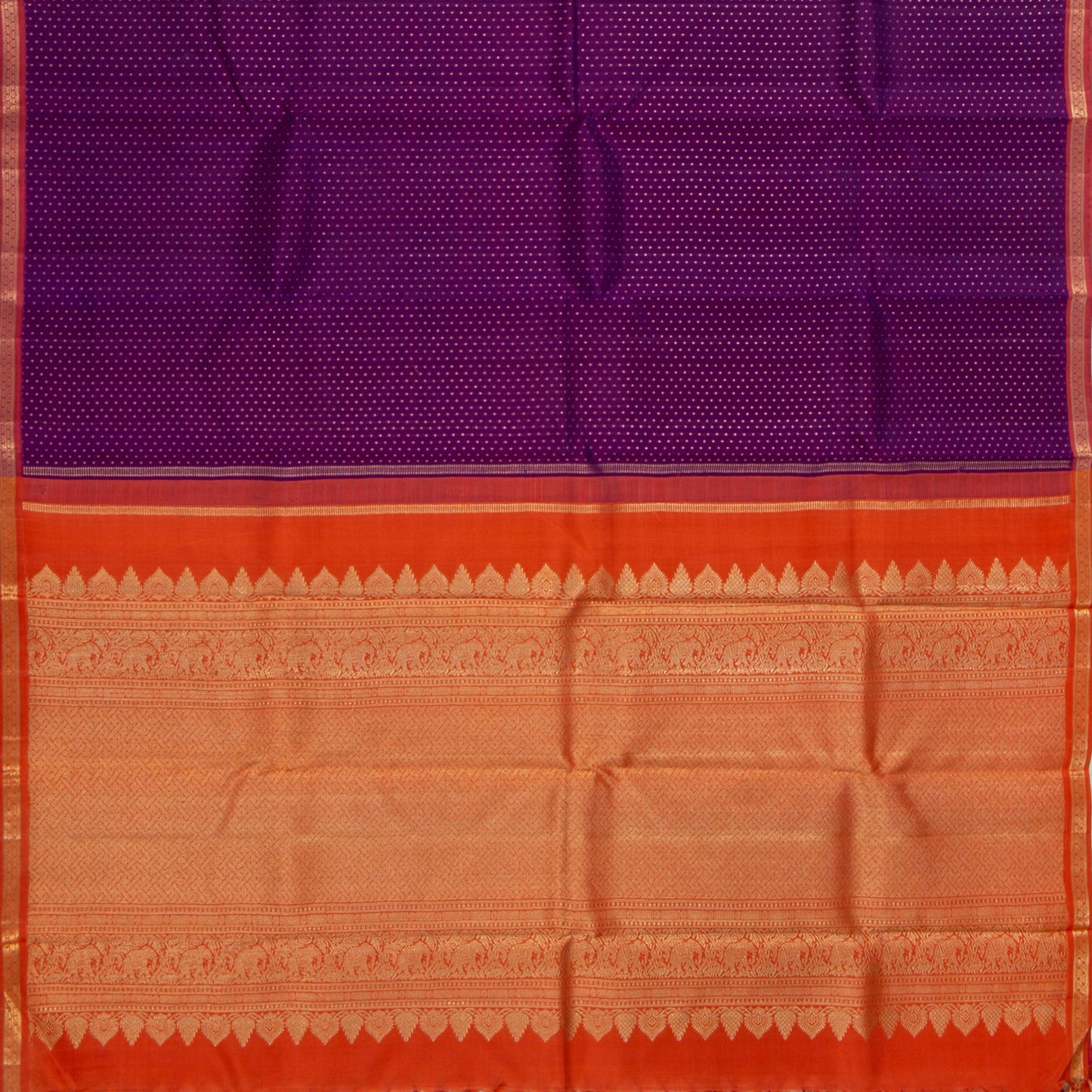 Magenta And Orange Kanchipuram Silk Saree With Small Border Handwoven Pure Silk For Wedding Wear PV NYC 1188 - Silk Sari - Panjavarnam PV NYC 1188