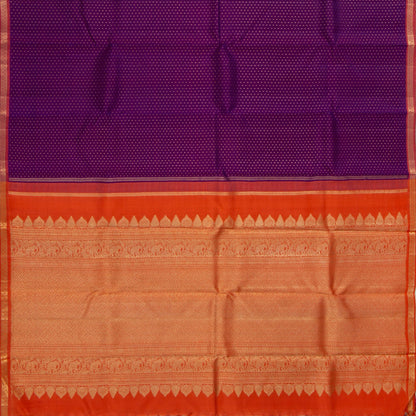 Magenta And Orange Kanchipuram Silk Saree With Small Border Handwoven Pure Silk For Wedding Wear PV NYC 1188 - Silk Sari - Panjavarnam PV NYC 1188