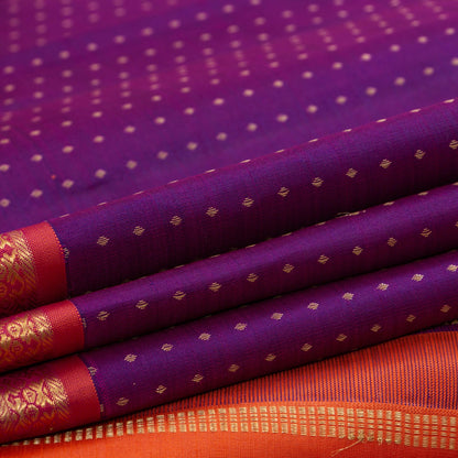 Magenta And Orange Kanchipuram Silk Saree With Small Border Handwoven Pure Silk For Wedding Wear PV NYC 1188 - Silk Sari - Panjavarnam PV NYC 1188