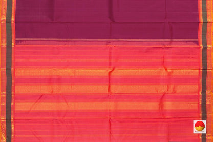 Magenta And Peach Kanchipuram Silk Saree With Medium Border Handwoven Pure Silk For Festive Wear PV J 216 - Silk Sari - Panjavarnam PV J 216