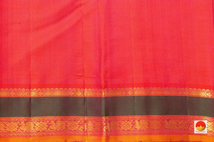 Magenta And Peach Kanchipuram Silk Saree With Medium Border Handwoven Pure Silk For Festive Wear PV J 216 - Silk Sari - Panjavarnam PV J 216