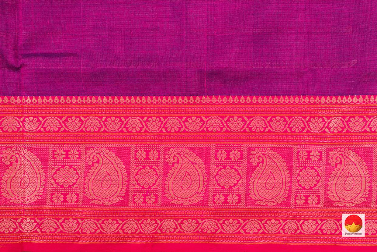 Magenta And Pink Kanchi SilkCotton Saree With Veldhari Stripes For Office Wear PV KSC 1224 - Silk Cotton - Panjavarnam
