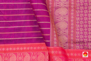 Magenta And Pink Kanchi SilkCotton Saree With Veldhari Stripes For Office Wear PV KSC 1224 - Silk Cotton - Panjavarnam PV KSC 1224