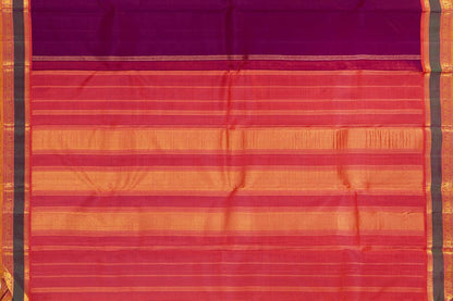 Magenta And Pink Kanchipuram Silk Saree With Medium Border Handwoven Pure Silk For Festive Wear PV J 551 - Silk Sari - Panjavarnam