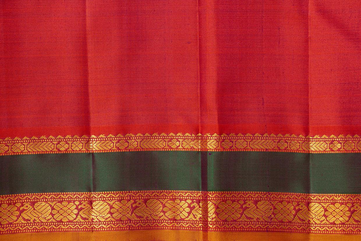 Magenta And Pink Kanchipuram Silk Saree With Medium Border Handwoven Pure Silk For Festive Wear PV J 551 - Silk Sari - Panjavarnam PV J 551