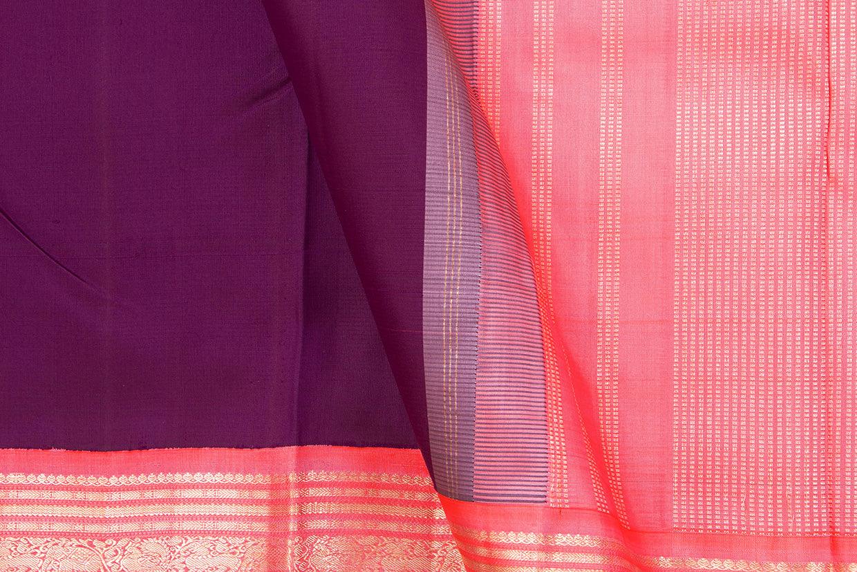 Magenta And Pink Kanchipuram Silk Saree With Small Border Handwoven Pure Silk For Wedding Wear PV NYC 1084 - Silk Sari - Panjavarnam