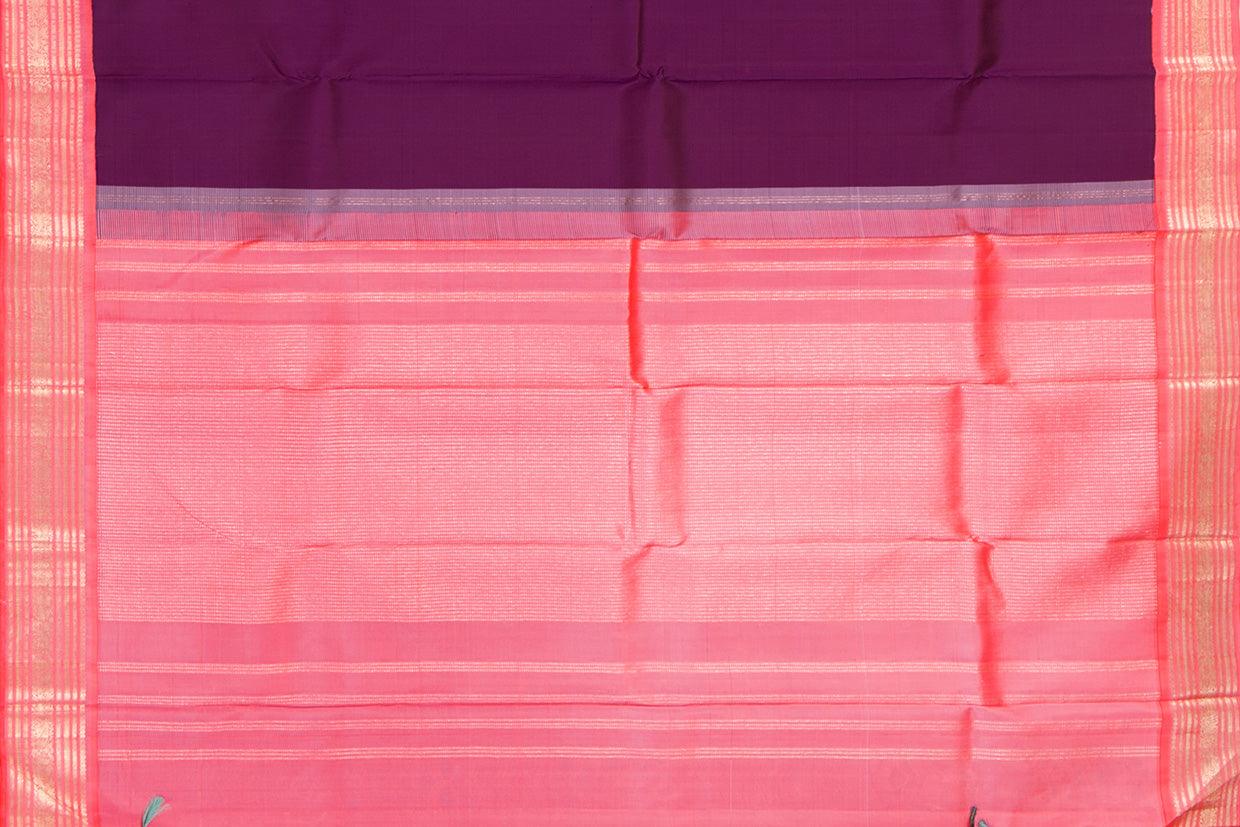 Magenta And Pink Kanchipuram Silk Saree With Small Border Handwoven Pure Silk For Wedding Wear PV NYC 1084 - Silk Sari - Panjavarnam PV NYC 1084