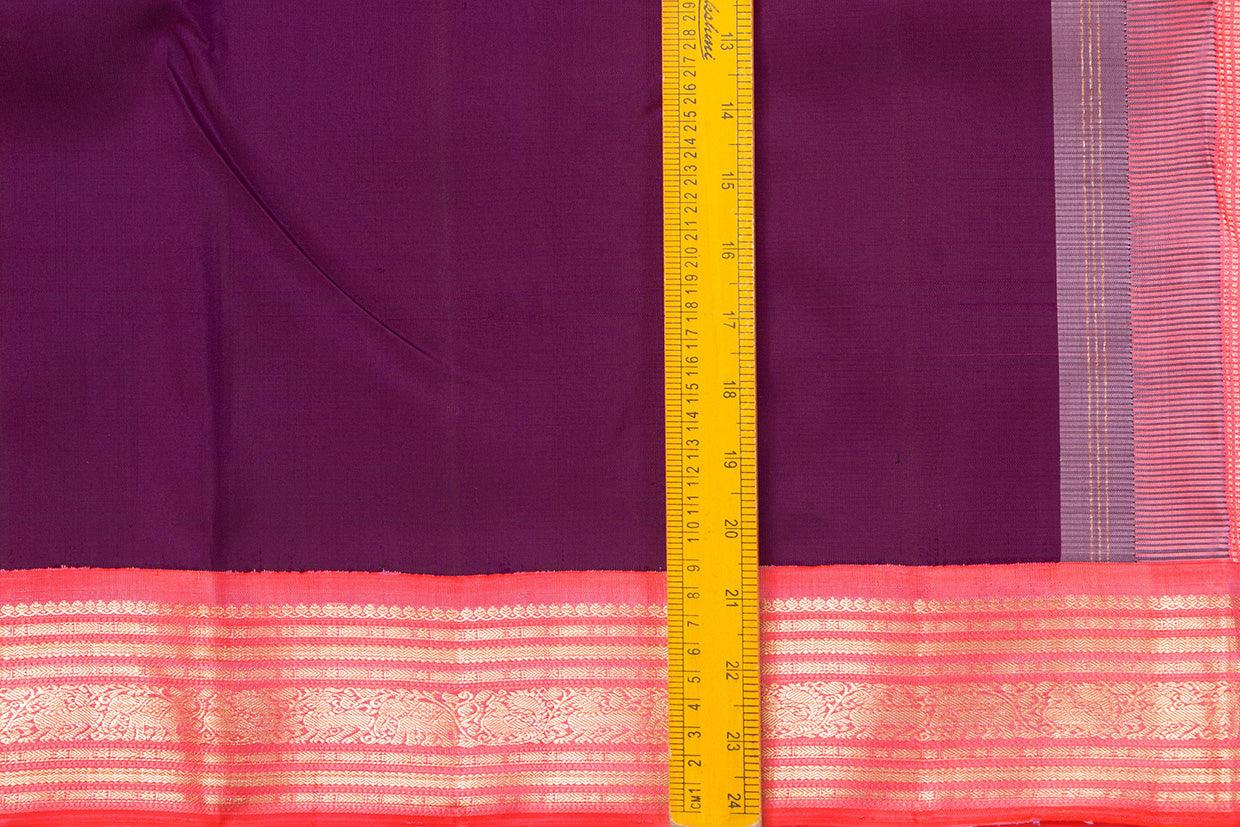 Magenta And Pink Kanchipuram Silk Saree With Small Border Handwoven Pure Silk For Wedding Wear PV NYC 1084 - Silk Sari - Panjavarnam PV NYC 1084