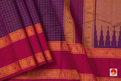 Magenta And Red Kanchi Cotton Saree For Office Wear PV KC 407 - Cotton Saree - Panjavarnam PV KC 407