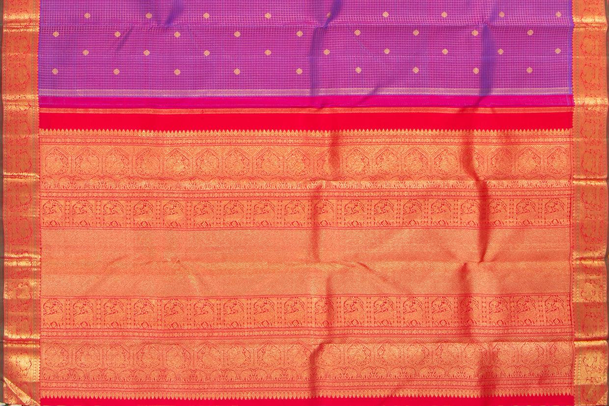 Magenta And Red Kanchipuram Silk Saree With Small Border Handwoven Pure Silk For Wedding Wear PV NYC 1097 - Silk Sari - Panjavarnam