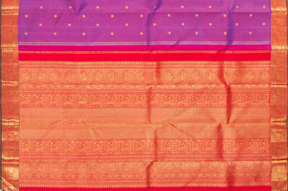 Magenta And Red Kanchipuram Silk Saree With Small Border Handwoven Pure Silk For Wedding Wear PV NYC 1097 - Silk Sari - Panjavarnam PV NYC 1097