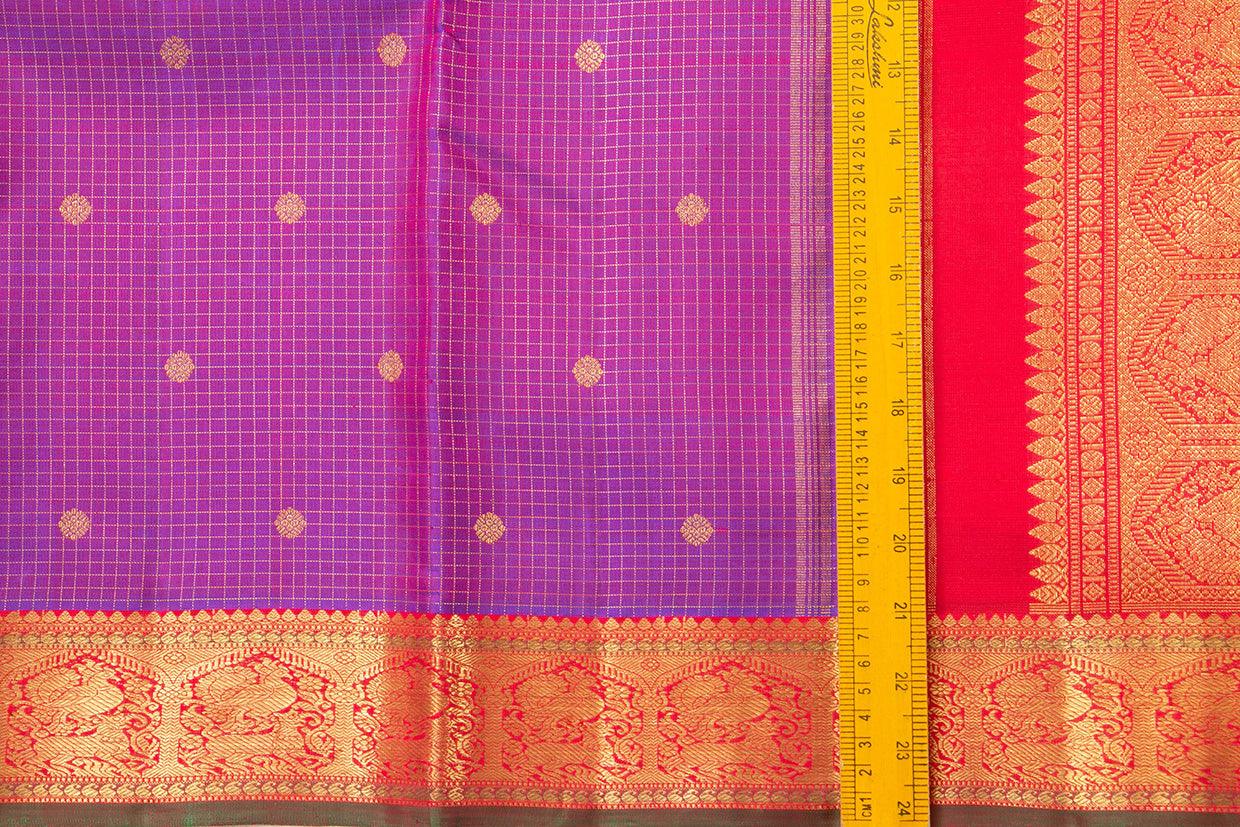 Magenta And Red Kanchipuram Silk Saree With Small Border Handwoven Pure Silk For Wedding Wear PV NYC 1097 - Silk Sari - Panjavarnam PV NYC 1097