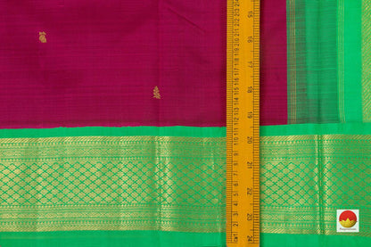 Magenta And Sea Green Kanchipuram Silk Saree Handwoven Pure Silk Pure Zari For Festive Wear PV NYC 811 - Silk Sari - Panjavarnam