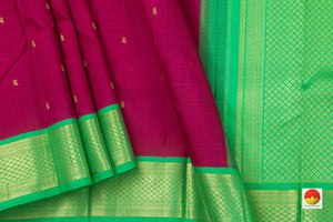 Magenta And Sea Green Kanchipuram Silk Saree Handwoven Pure Silk Pure Zari For Festive Wear PV NYC 811 - Silk Sari - Panjavarnam PV NYC 811