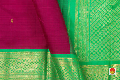 Magenta And Sea Green Kanchipuram Silk Saree Handwoven Pure Silk Pure Zari For Festive Wear PV NYC 811 - Silk Sari - Panjavarnam PV NYC 811