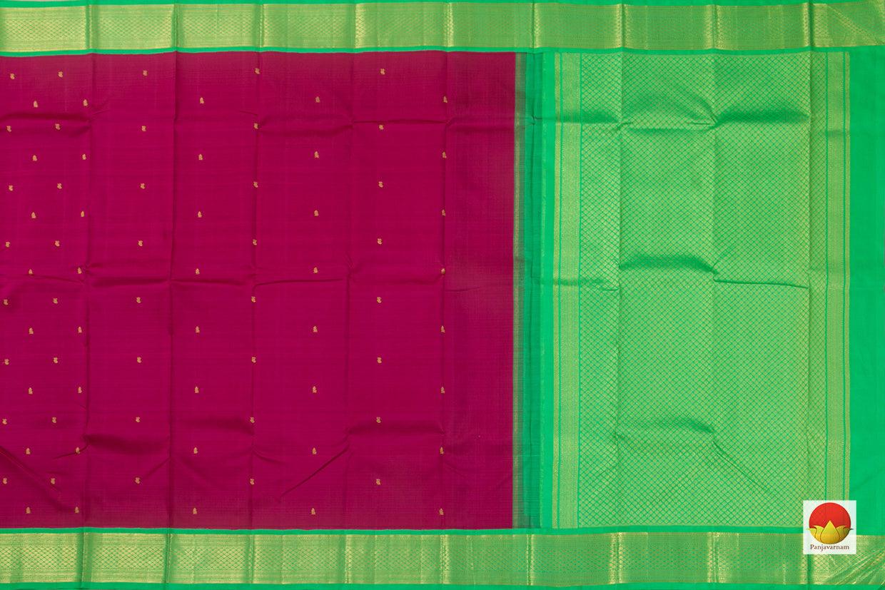 Magenta And Sea Green Kanchipuram Silk Saree Handwoven Pure Silk Pure Zari For Festive Wear PV NYC 811 - Silk Sari - Panjavarnam PV NYC 811